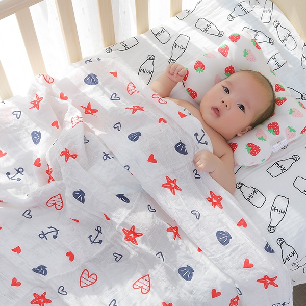 Newborn Breathable 3D Air Mesh Cake Print Organic Cotton Pillow