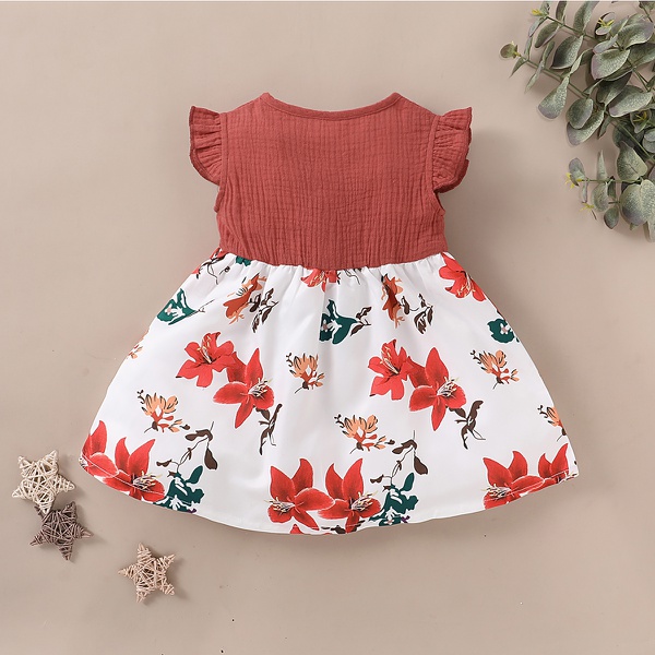Baby / Toddler Floral Print Splice Dress