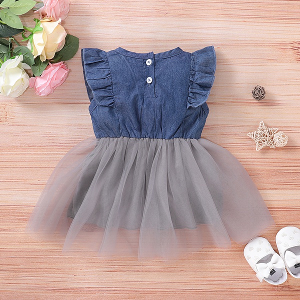 Baby Denim Splice Tutu Dresses