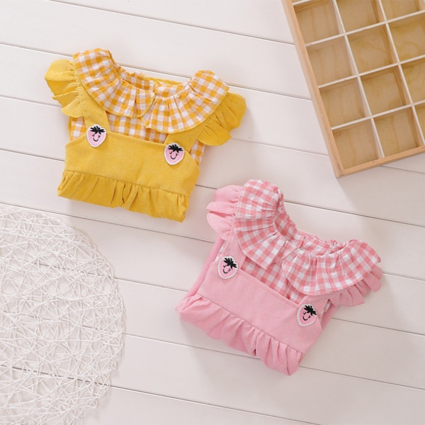 Baby Adorable Doll Collar Plaid Dresses