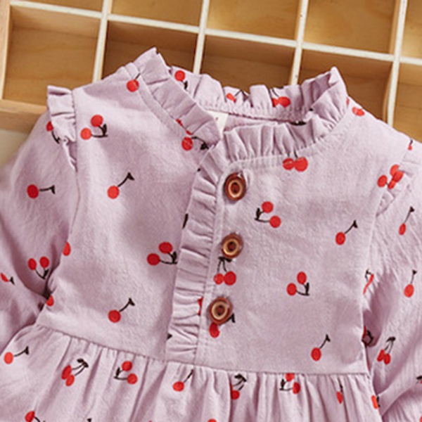 Baby / Toddler Cherry Allover Print Ruffled Collar Dress
