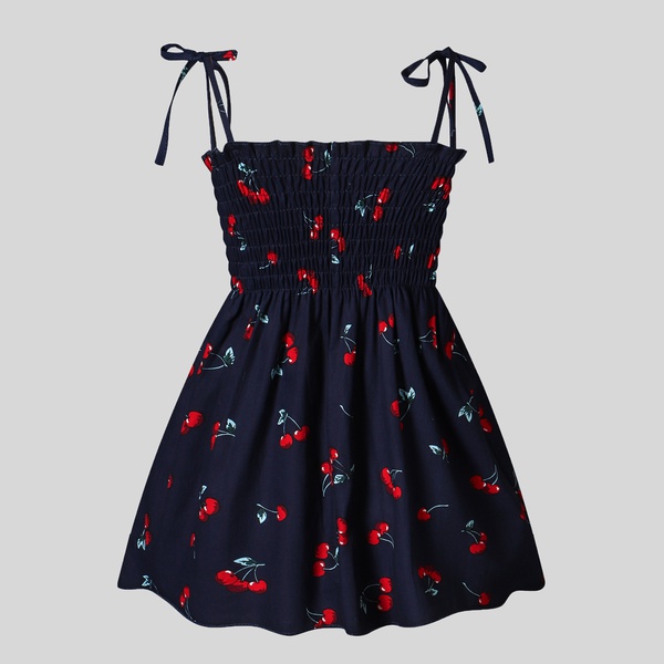 Baby Cherry Allover Print Strappy Dresses