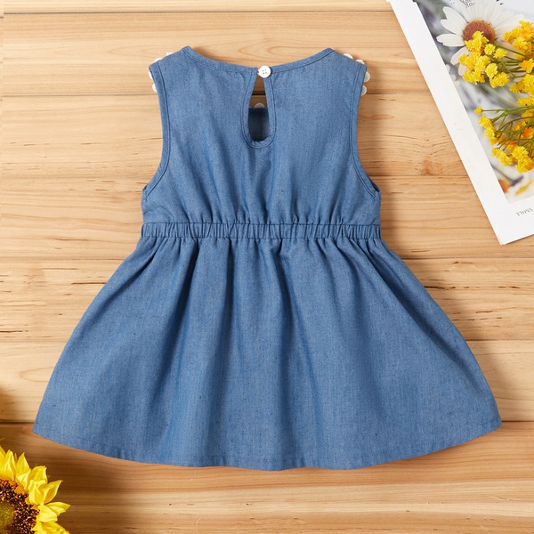 Baby / Toddler Sunflower Decor Denim Sleeveless Dress