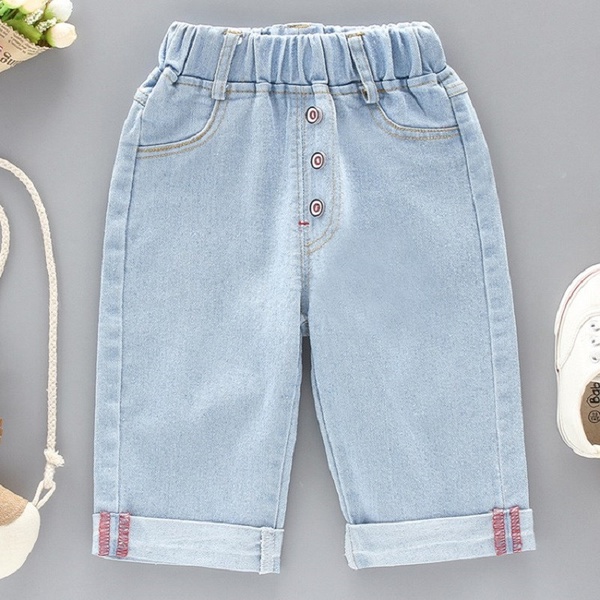 Botton Front Cropped Jeans For Boys