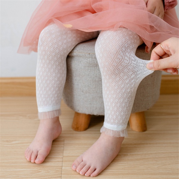 Baby Girl Sweet Solid Mesh Leggings