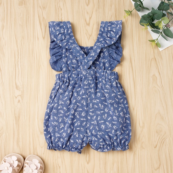 Baby Floral Allover Flutter-sleeve Bodysuits