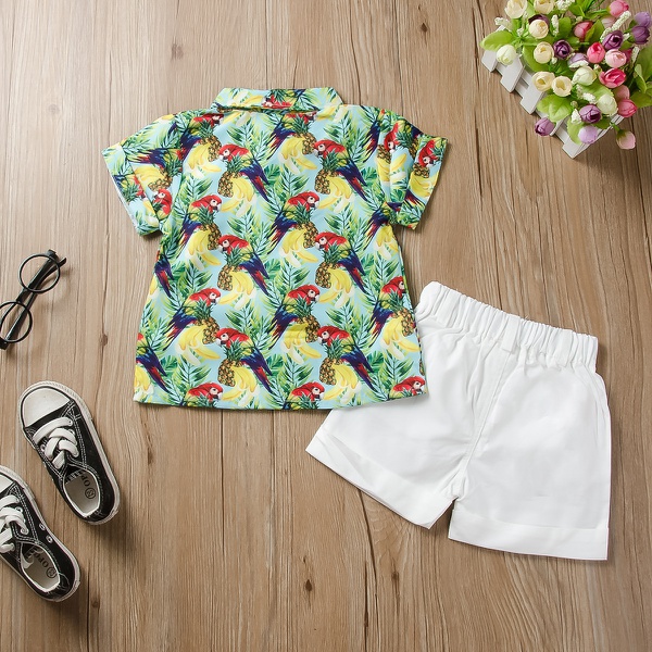 Baby Animal Print Shirt and Solid Shorts Set