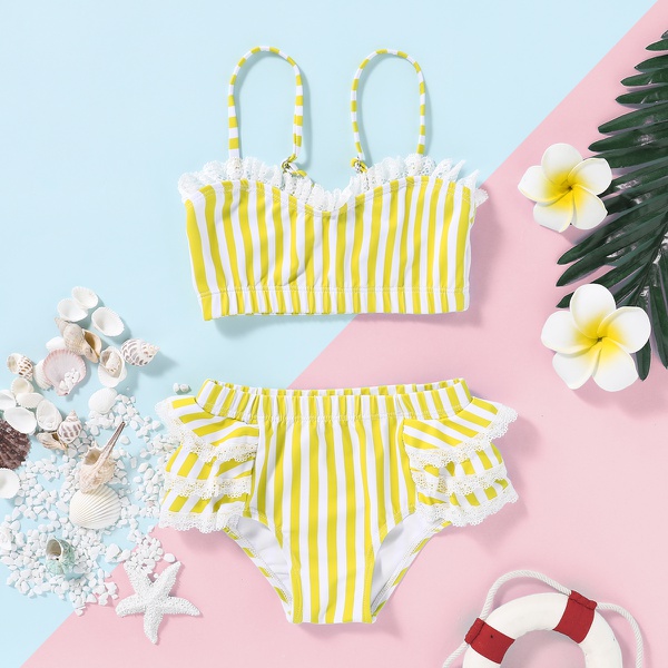 Striped Slip Top and Shorts Swimsuit