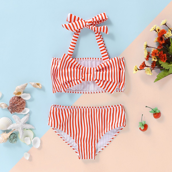 Striped Halter Top and Shorts Swimsuit