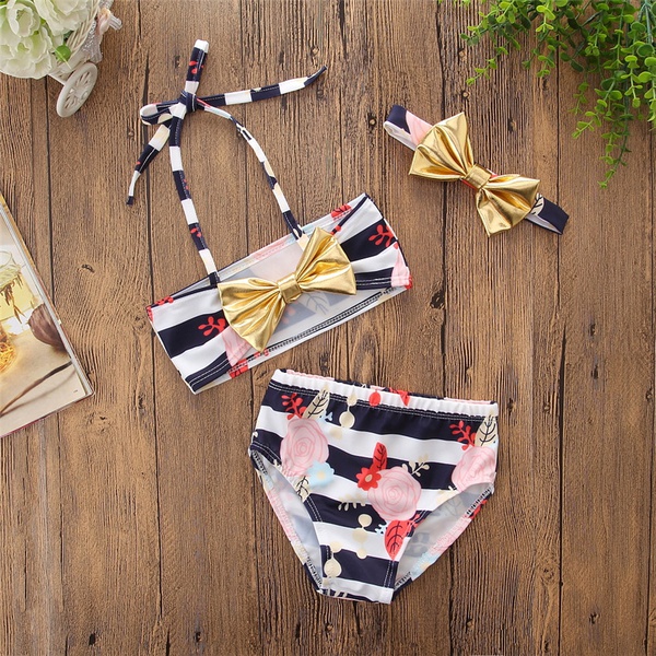 3-piece Halter Style Top and PP Shorts Swimsuit Set