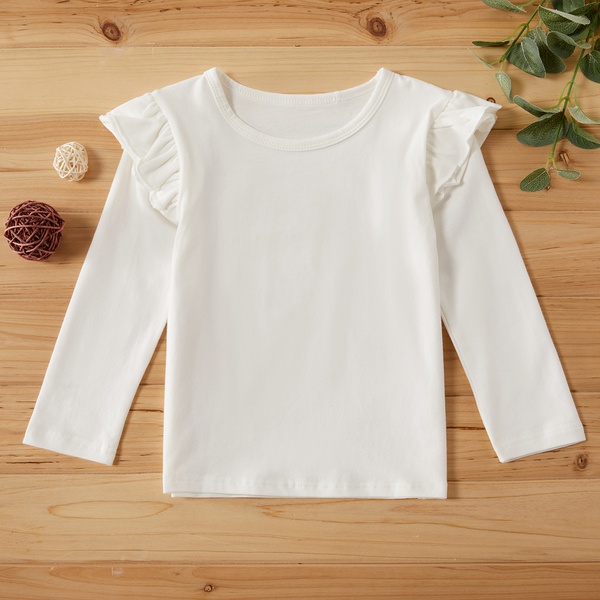 Baby / Toddler Casual Solid Flutter-sleeve Top (No Shoes)