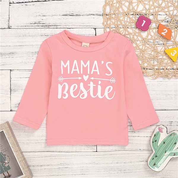 Baby / Toddler Girl MAMA’S BESTIE Print Solid Long-sleeve Top