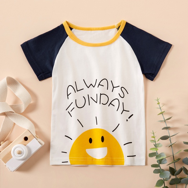 Baby / Toddler ALWAYS FUN DAY Print Colorblock Tee