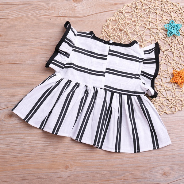 Baby / Toddler Girl Stylish Striped Flutter-sleeve Dress