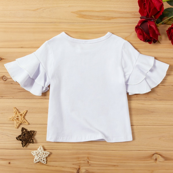 Baby / Toddler Girl Valentine Pretty Letter and Heart Print Layered Sleeve Tee