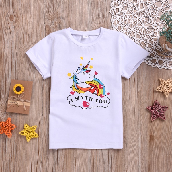 Toddler Girl Adorable Unicorn Print Tee