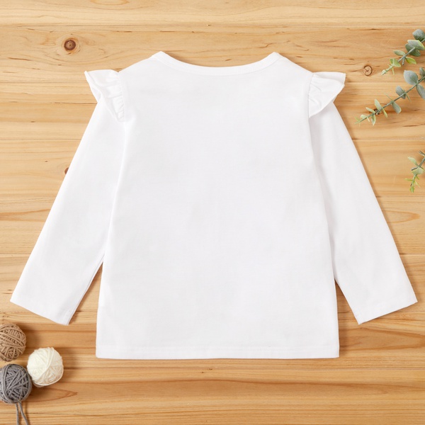 Toddler Girl Butterfly Print Ruffle Long-sleeve Tee