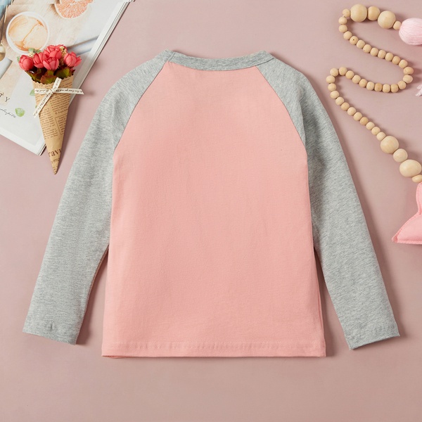 Baby / Toddler Girl Colorblock Letter Print Long-sleeve Tee