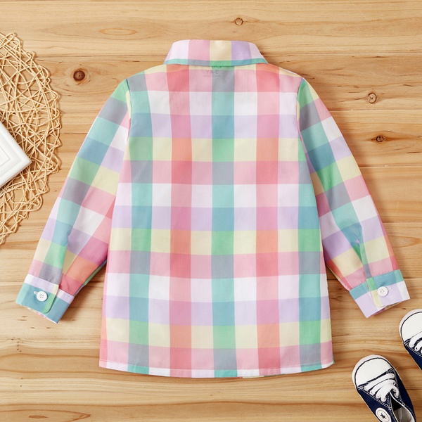 Toddler Boy Bear Grid Long-sleeve Shirt