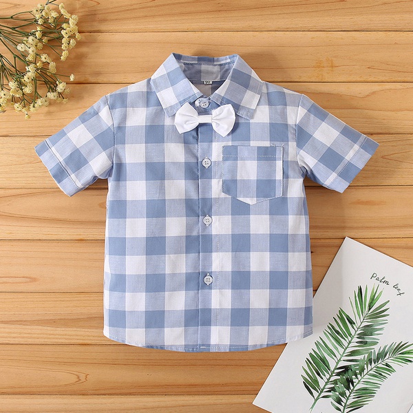 Baby / Toddler Boy Casual Plaid Bowknot Shirt