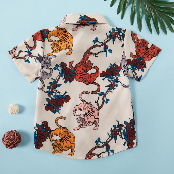 Baby / Toddler Boy Stylish Tiger Print Bowknot Shirt