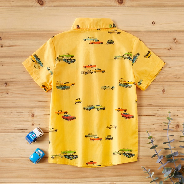 Toddler Boy Cartoon Car Print Shirt