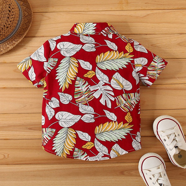 Baby / Toddler Boy Handsome Leaf Print Bowknot Shirt