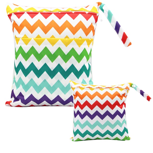 2-pack Waterproof Ripple Print Cloth Diaper Wet/Dry Bags
