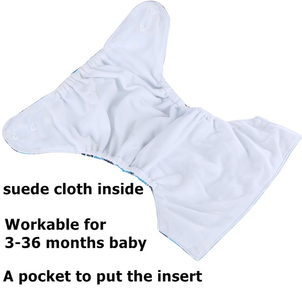 Waterproof Adjustable Mermaid Print One Size Baby Cloth Pocket Diaper