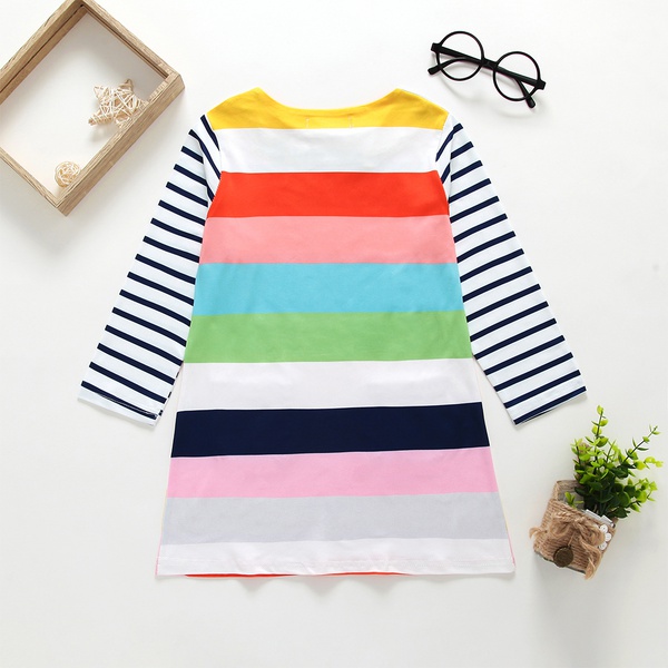 Baby / Toddler Girl Striped Colorful Long-sleeve Dress