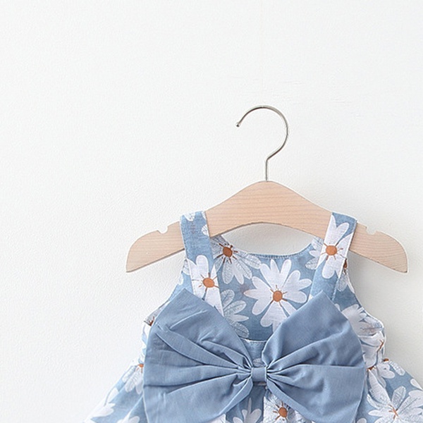 2-piece Baby / Toddler Girl Pretty Floral Print Bowknot Dress with Hat Sets
