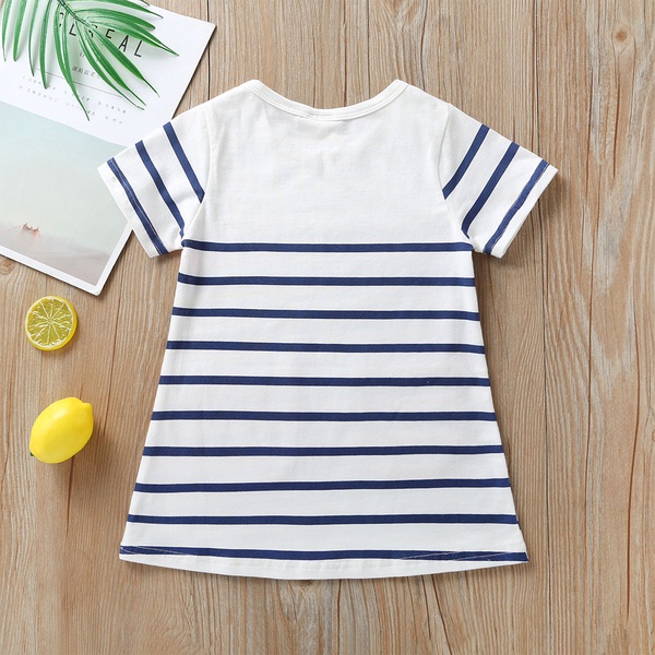 Baby / Toddler Girl Colorful Stripe Pocket Design Short-sleeve Dress