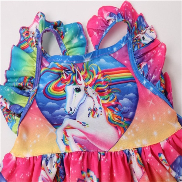 Toddler Girl Colorful Unicorn Print Dress