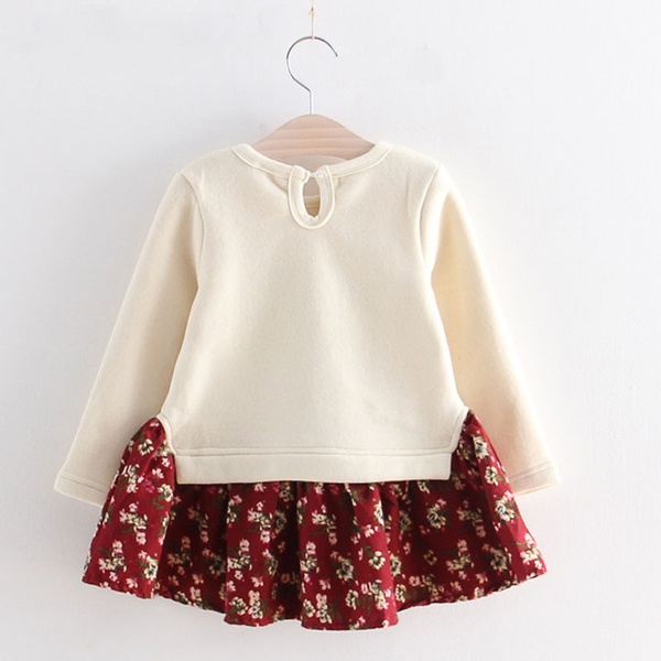 Baby / Toddler Faux-two Bunny Print Floral Dresses