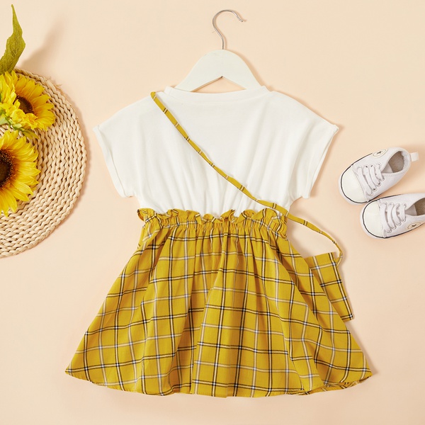Baby / Toddler Girl Short-sleeve Grid Dress