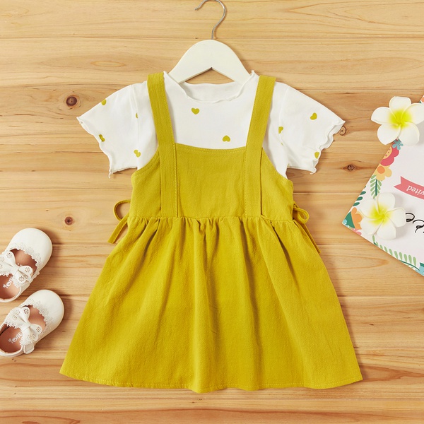 2-piece Baby / Toddler Girl Heart Knitted Top and Suspender Skirt Set