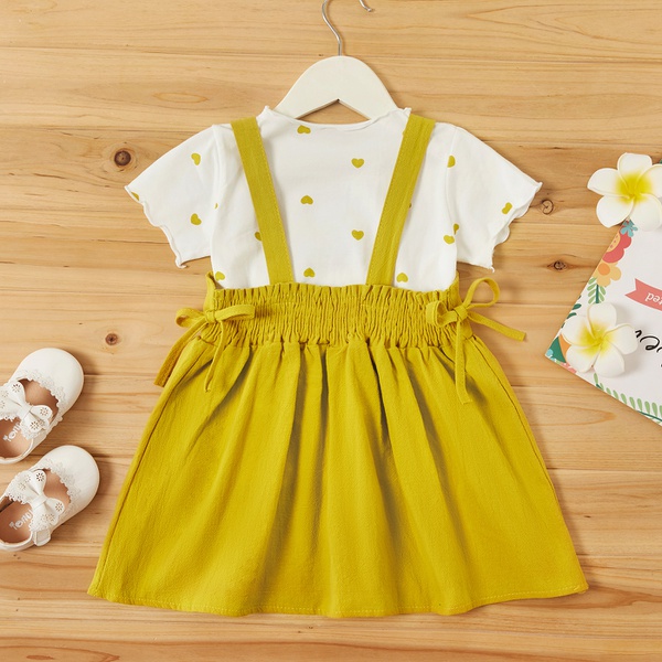 2-piece Baby / Toddler Girl Heart Knitted Top and Suspender Skirt Set