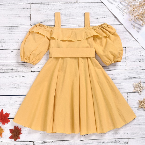 Baby / Toddler Girl Casual Solid Bowknot Dress
