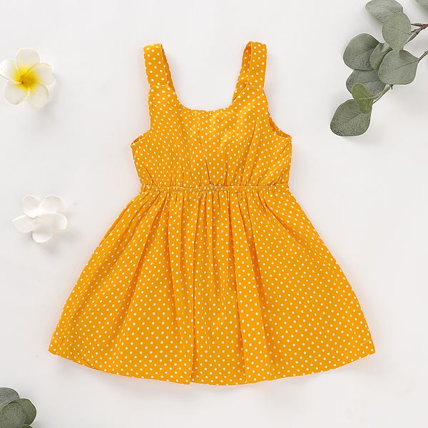Baby / Toddler Girl Polka Dot Bowknot Decor Sleeveless Dress