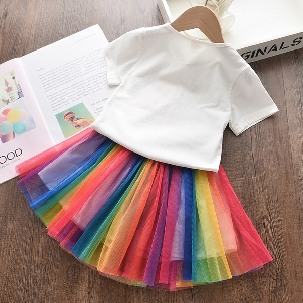 2-piece Baby / Toddler Girl Colorful Balloon Print Top and Skirt Set