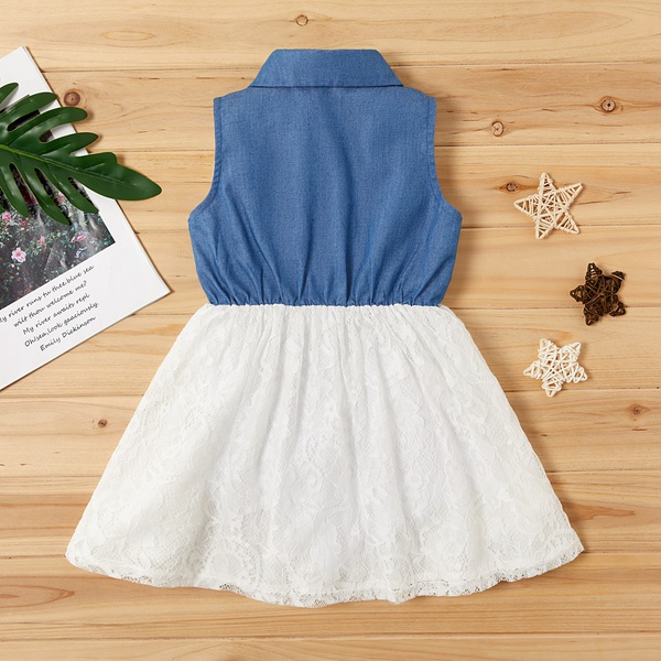Toddler Girl Pretty Solid Lace Decor Dress