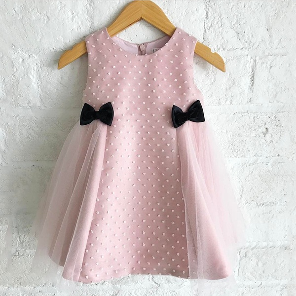 Toddler Girls Sleeveless Bow Mesh Dresses