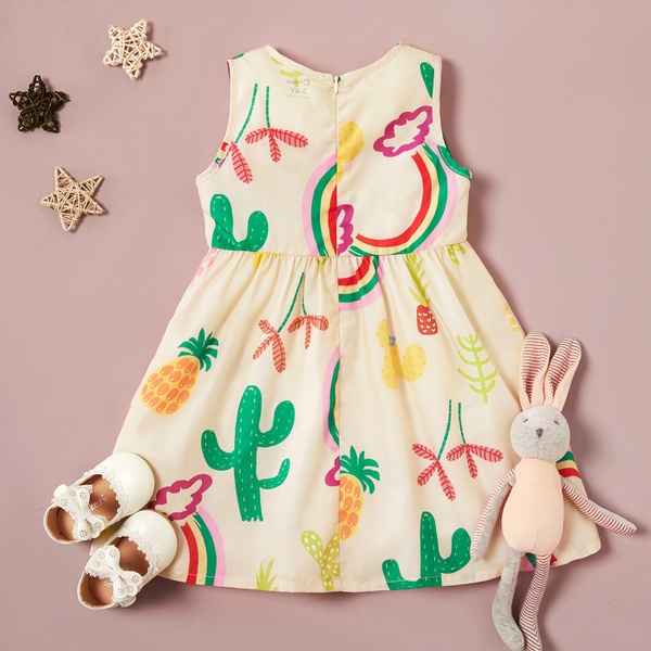 Toddler Girl Adorable Cartoon Print Dress