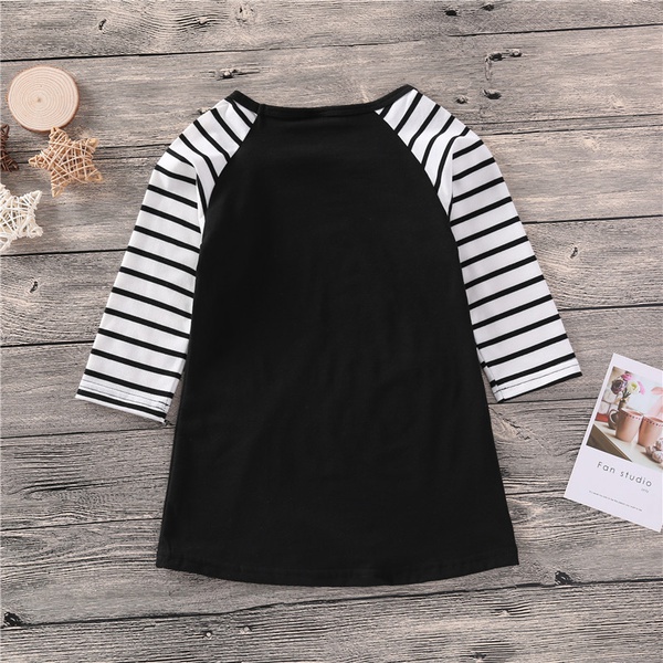Baby / Toddler Girl Striped Unicorn Print Long-sleeve Dress