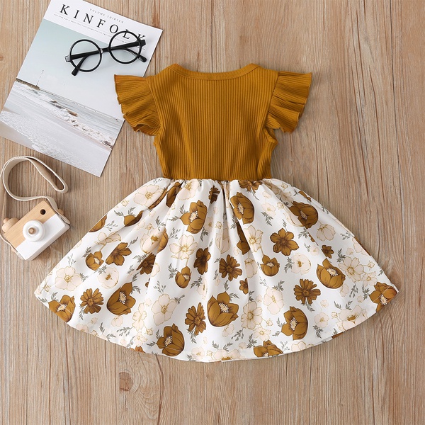 Baby / Toddler Girl Pretty Floral Print Ruffled Dress