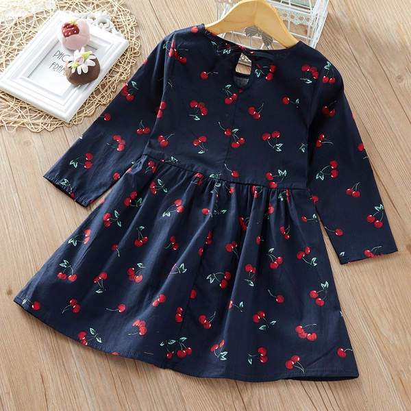 Baby / Toddler Girl Cherry Print Long-sleeve Dress