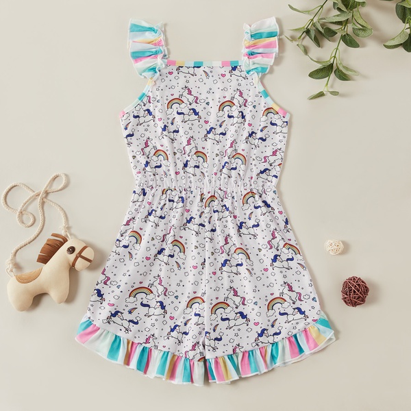 Fashionable Unicorn Allover Print Ruffled Trouser