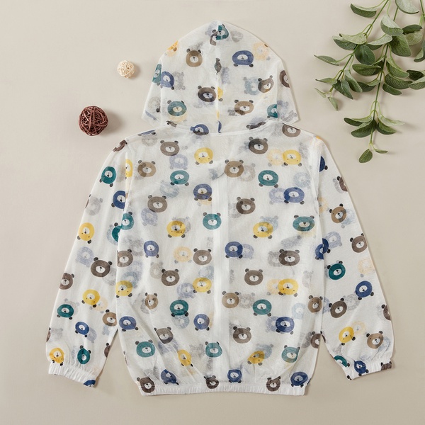Trendy Bear Allover Print Hooded Coat