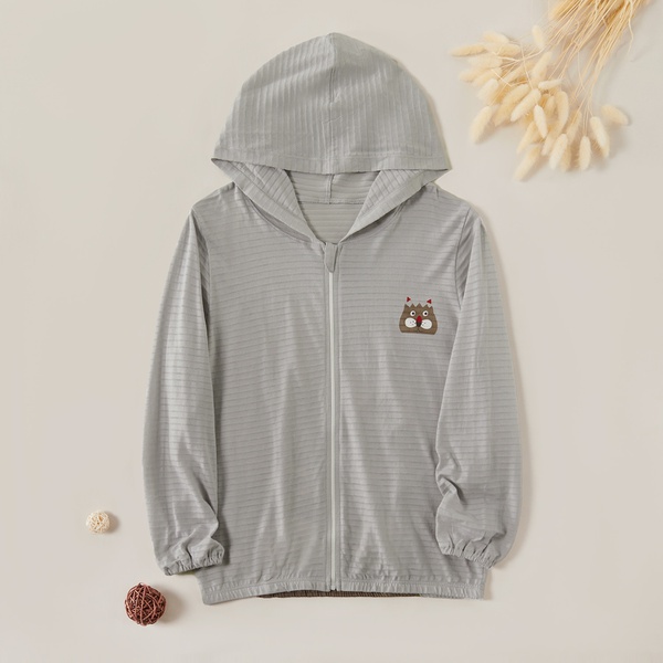 Trendy Animal Print Striped Hoodie Coat