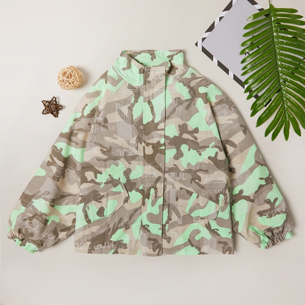 Trendy Camouflage Stand Collar Coats